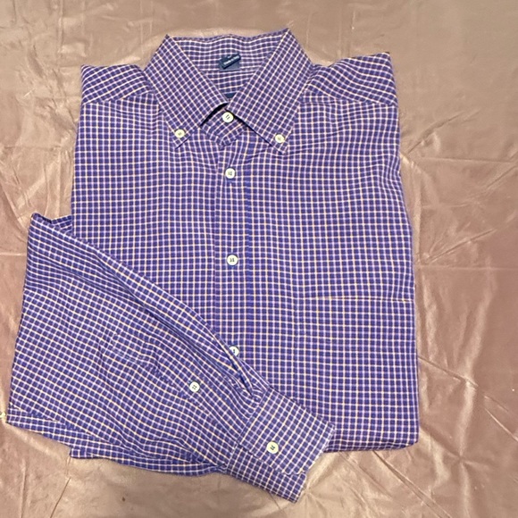 Jeff Rose 100% Cotton Golf Button Down Shirt Blue/Yellow/Red Check Print Large - Picture 3 of 12